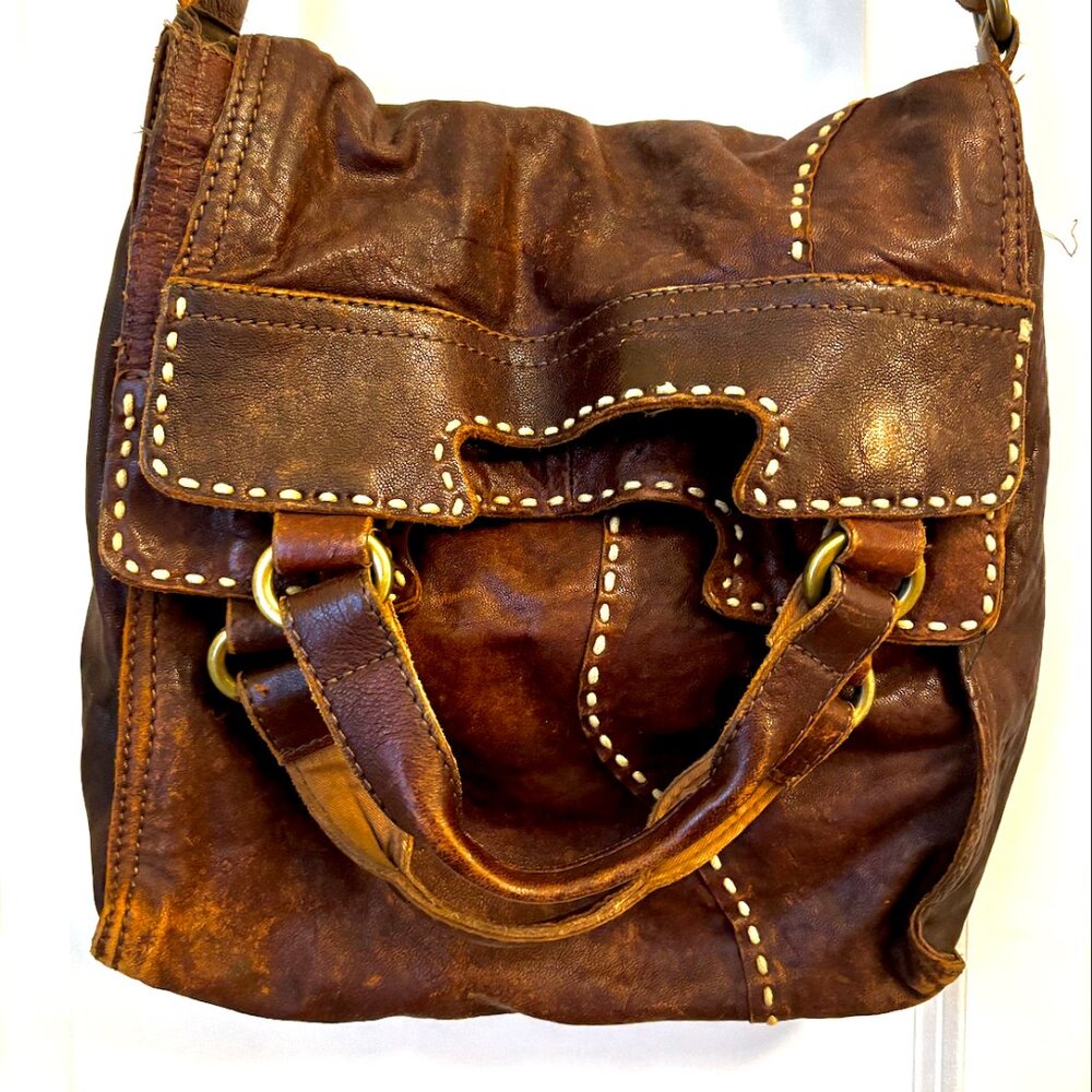 Lucky Brand Abbey Road Crossbody Bag Purse Tote Italian Leather